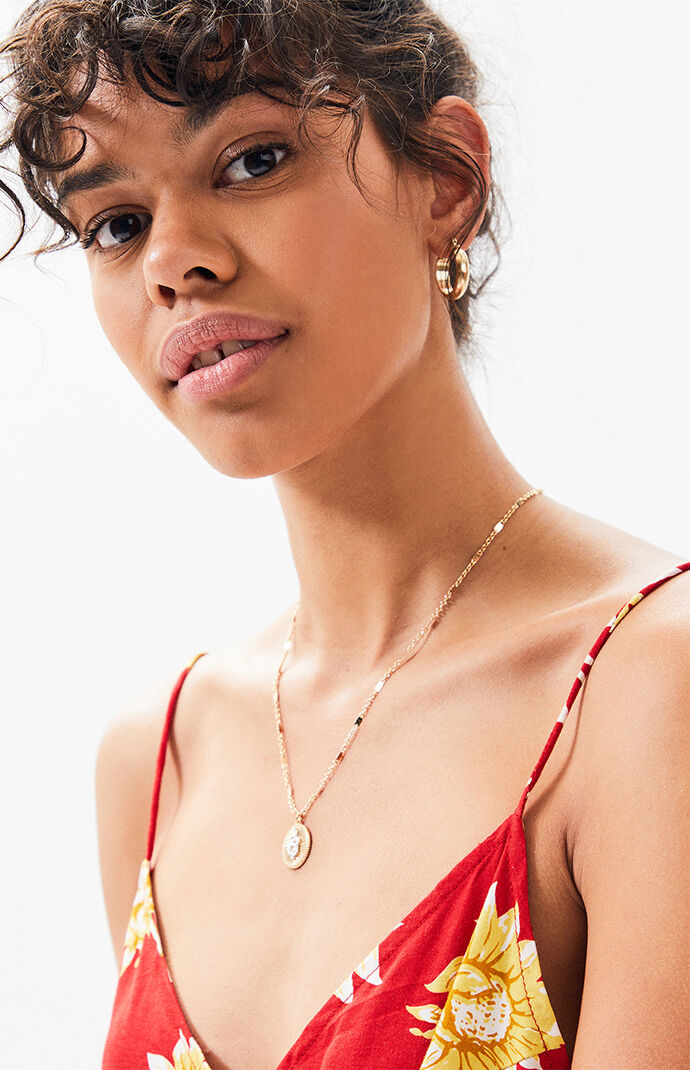 La Hearts Snake Coin Necklace Pacsun