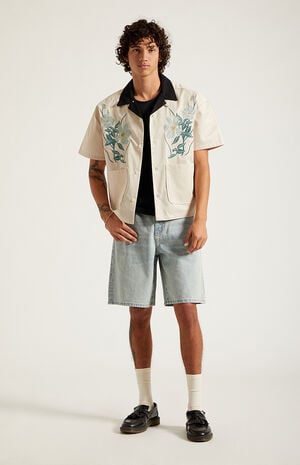 Parker Baggy Denim Shorts Light Blue Tint image number 6