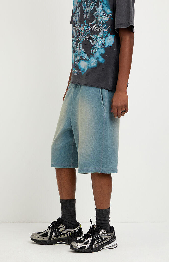 Pacsun Washed Blue Fleece Baggy Sweat Shorts