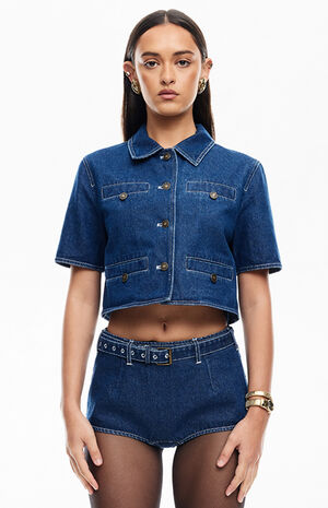 Halston Denim Top image number 1