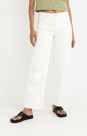 White Low Rise Barrel Jeans image number 2