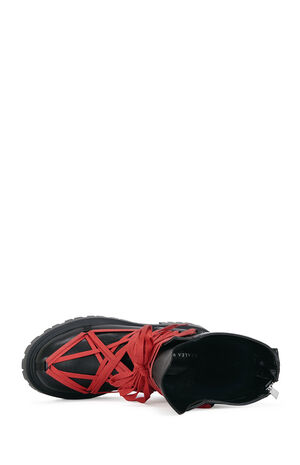 Women's Red Arjun Combat Boots image number 5