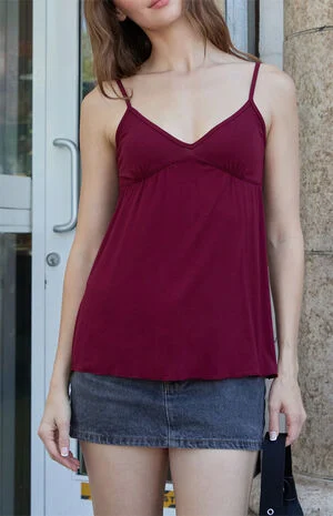 Burgundy V-Neck Tank Top image number 1