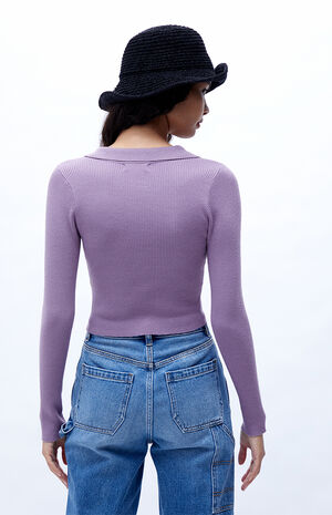 Shirred Polo Sweater image number 4