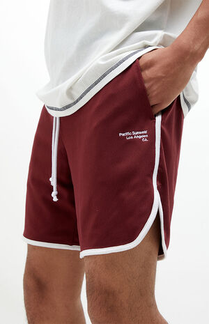 Pacific Sunwear Burgundy Mesh Dolphin Shorts image number 5