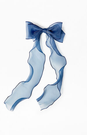 Navy Big Chiffon Bow Barrette image number 1