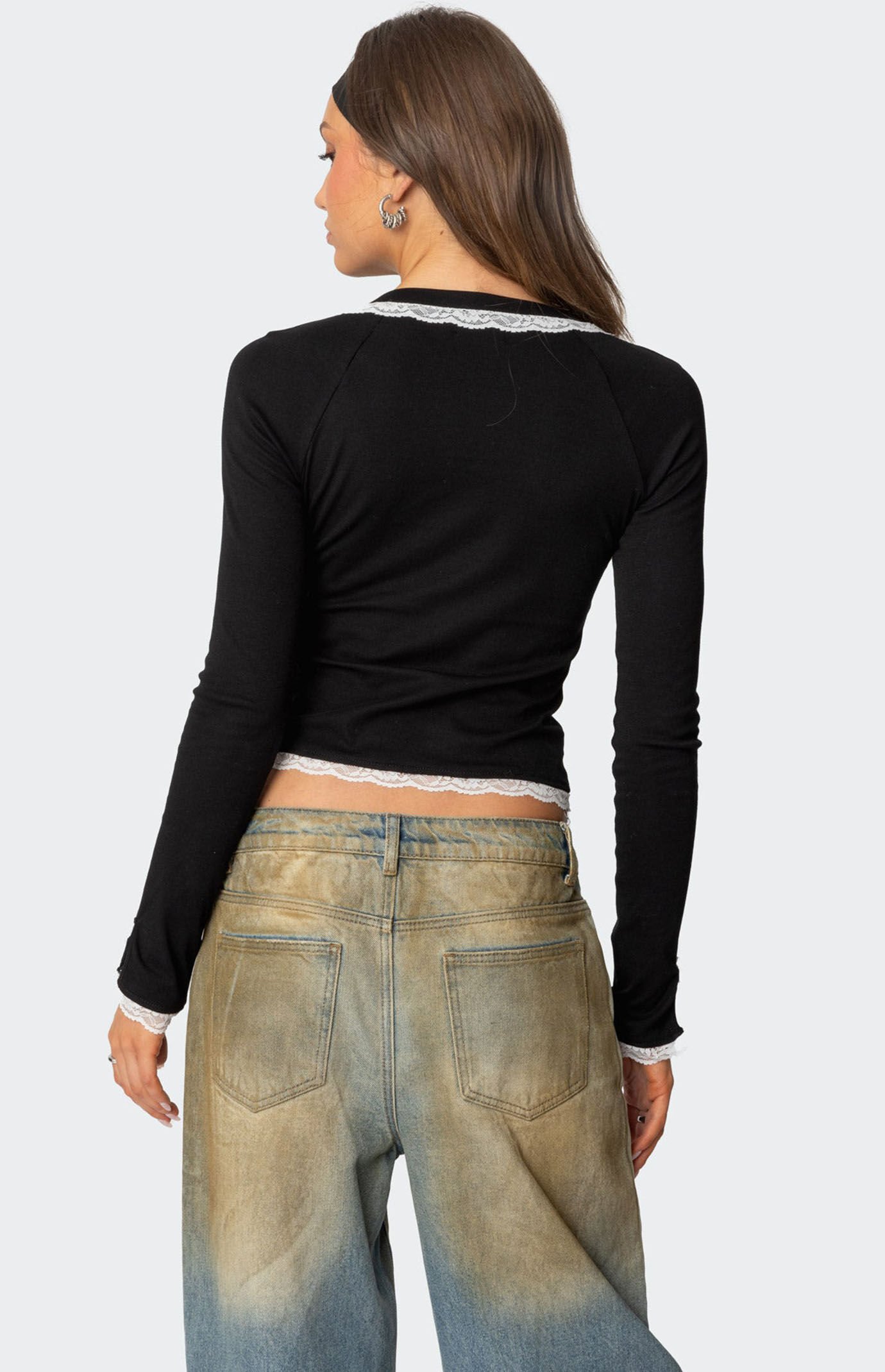 Edikted Edith Lacey Ribbed Top