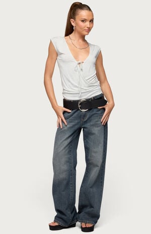 Front Tie Neck Wrap Top image number 4