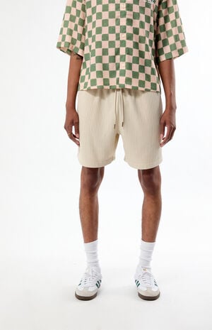 Cream Waffle Knit Shorts&nbsp; image number 4