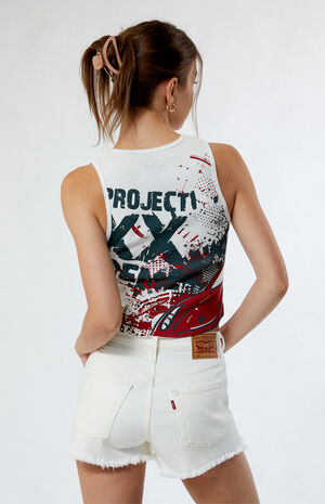 White 501 Original High Waisted Denim Shorts image number 4