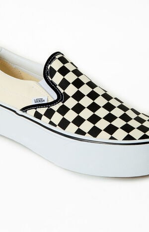 Black & White Slip-On Platform Sneakers image number 6