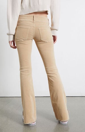 Brown Corduroy Low Rise Bootcut Jeans image number 4