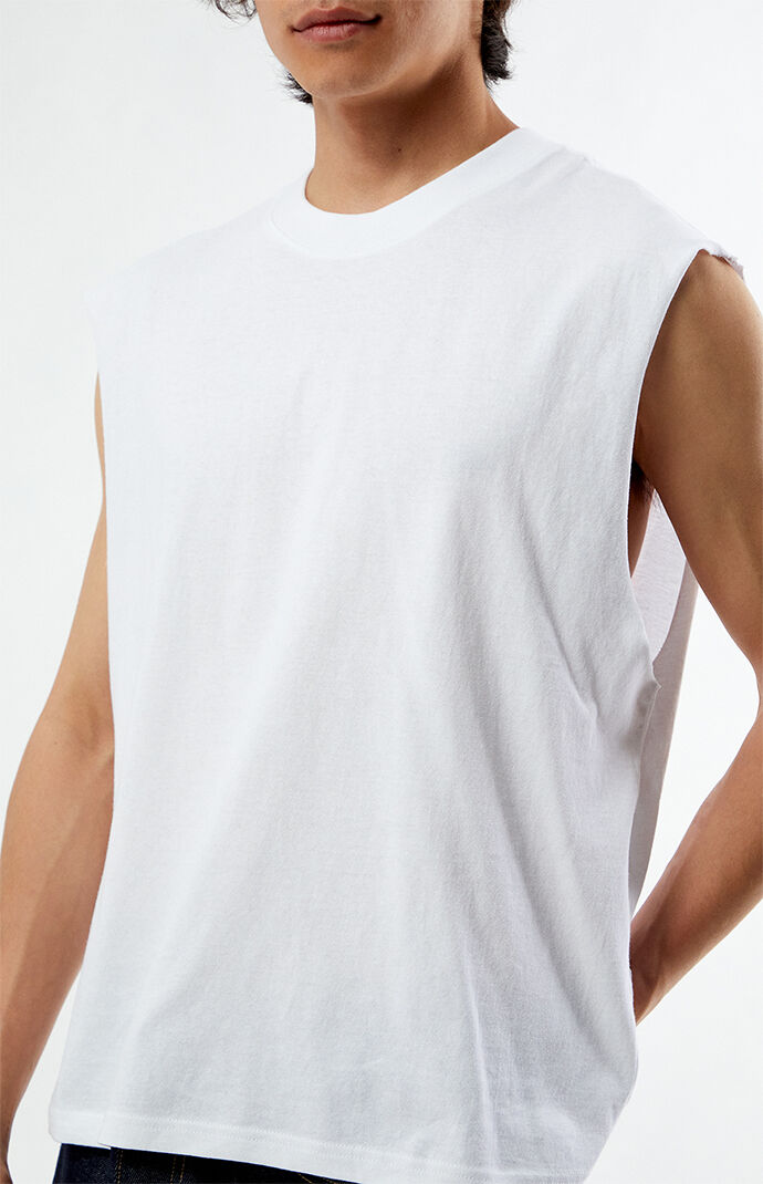 商品画像：PacSun White Cut Off Muscle T-Shirt | PacSun 5