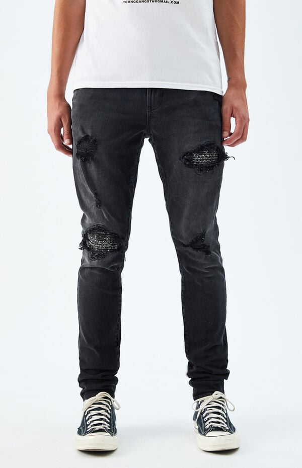 PacSun Black Ripped Stacked Skinny Jeans