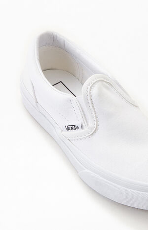 White slip on vans youth clearance