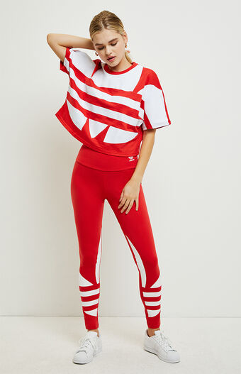 Adidas Red Large Logo Leggings Pacsun
