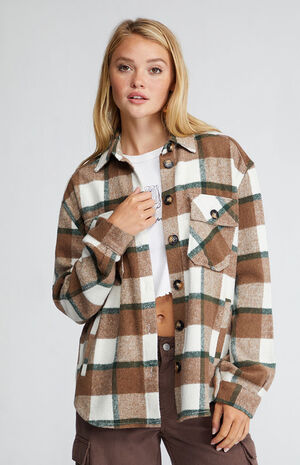 Tan Plaid Shacket image number 1