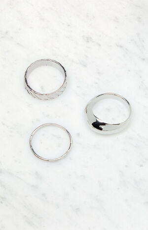 3 Pack Silver Rings image number 1