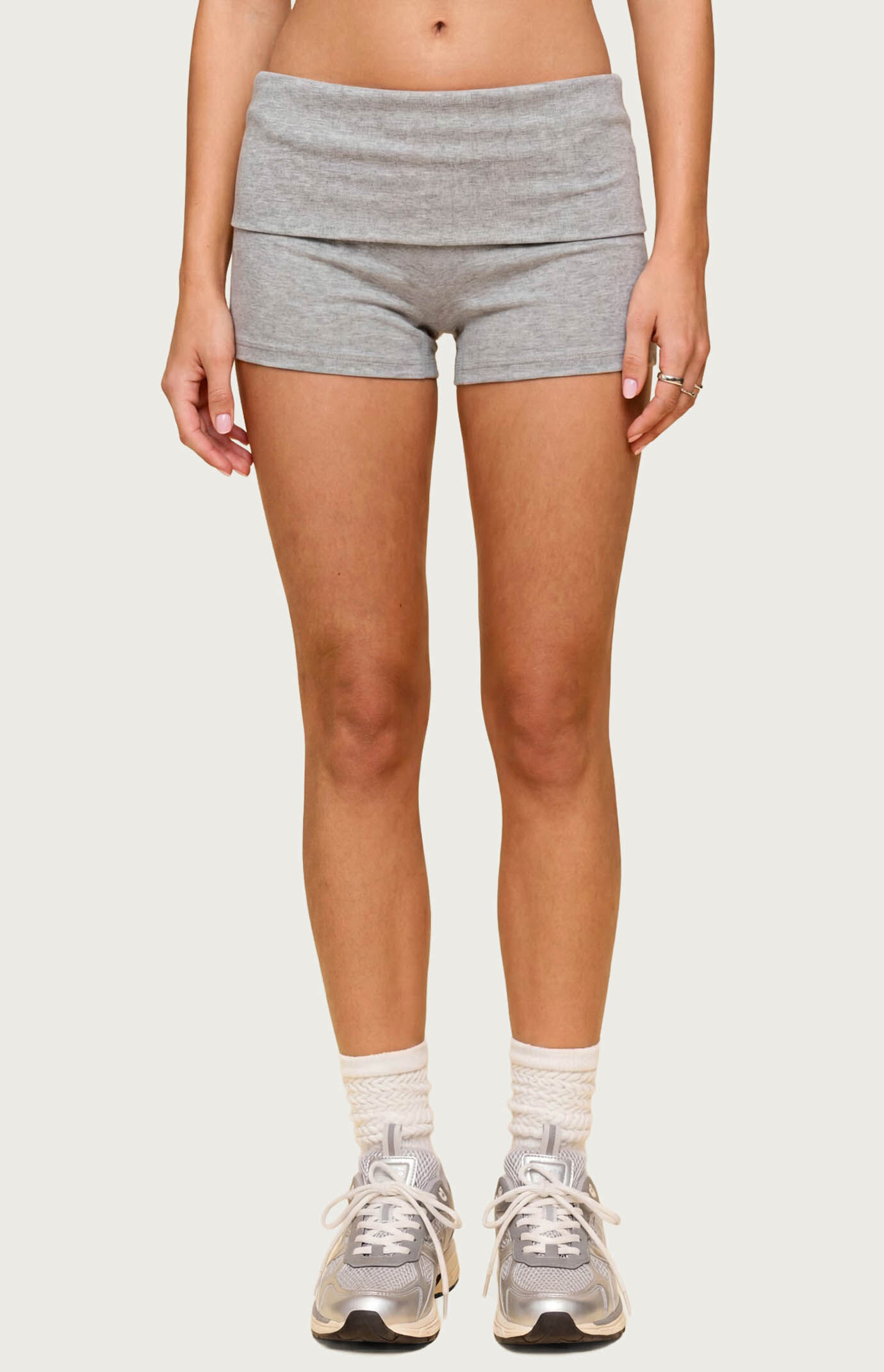 Edikted Audrea Ribbed Foldover Biker Shorts