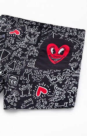 Keith Haring Hearts 4.5" Swim Trunks image number 4