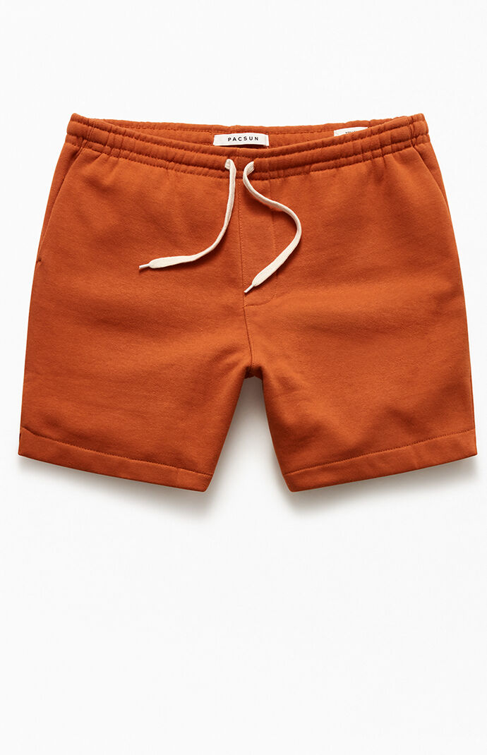 Brown Fleece Drawstring Volley Shorts