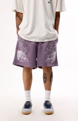 Purple Thorn Of The Stem Sweat Shorts image number 2