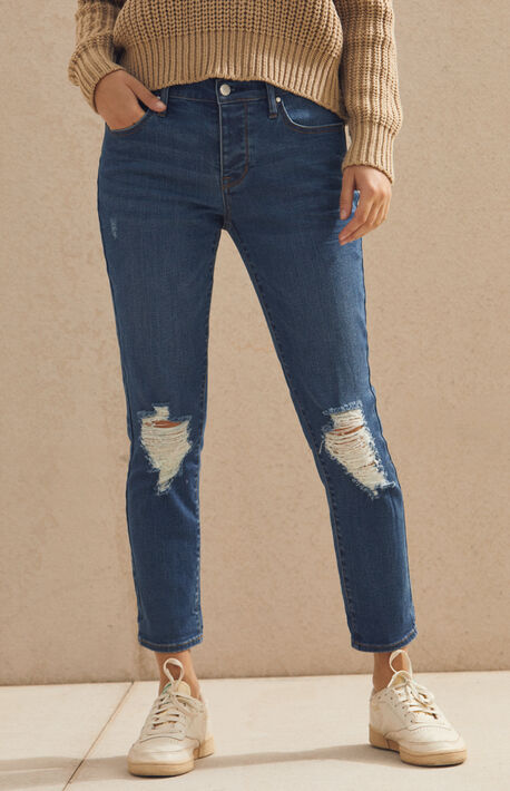 black ripped boyfriend jeans womens
