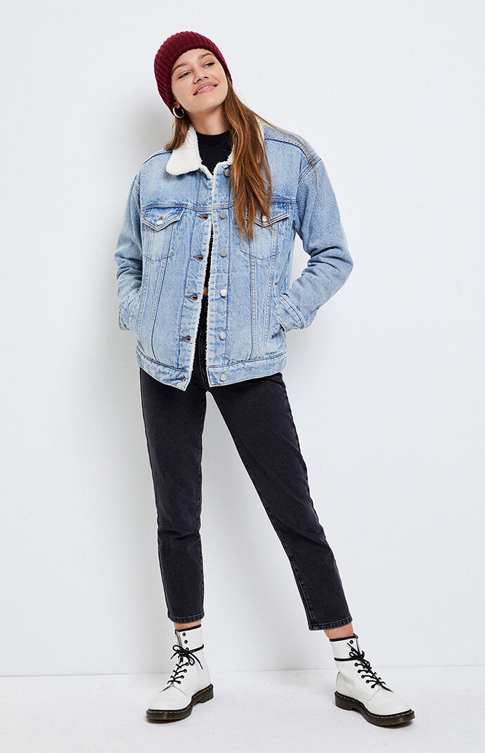 pacsun denim sherpa jacket