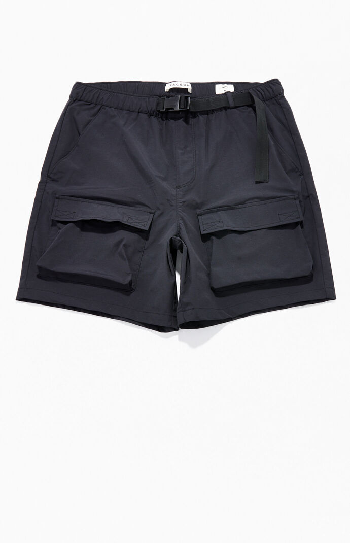 Black Nylon Cargo Shorts