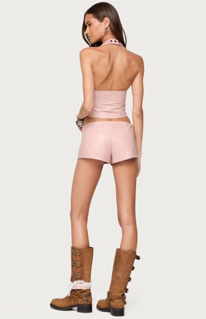 Elisha Lace Up Faux Leather Halter Top image number 4