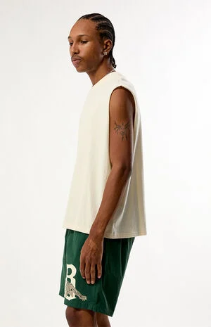 Cream Cut Off Muscle T-Shirt image number 2