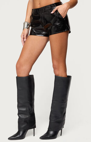 Matilde Faux Crocodile Leather Shorts image number 2