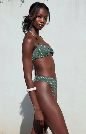 Polka Dot Kaelan High Waisted Cheeky Bikini Bottom image number 3
