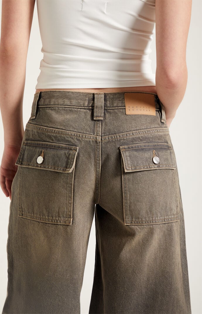 Pacsun Peyton Extreme Jorts Button Pocket Gray