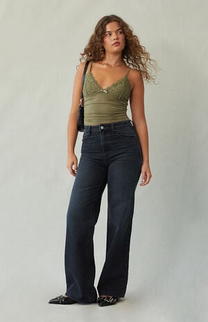 Madison High Waisted Girlfriend Jeans Black