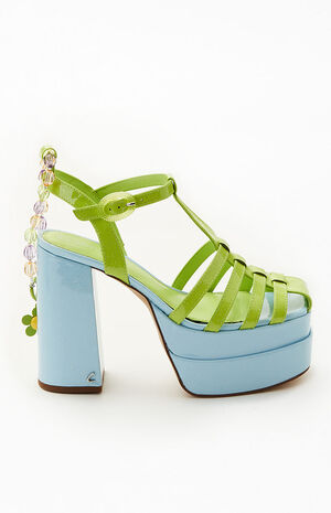 Women's Green Paddie Platform Heels image number 1