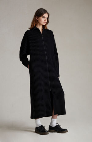 Women's Jet Black Full Zip Cardigan image number 5