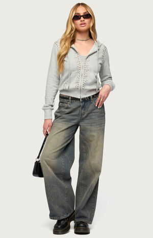 Patricia Studded Zip Up Hoodie image number 5