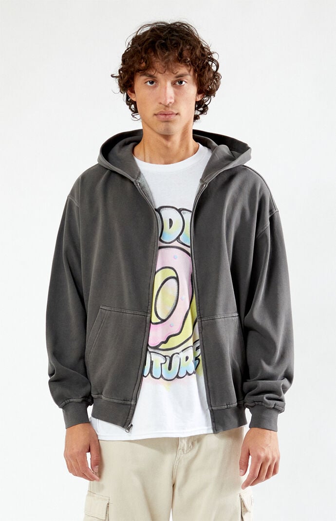 PacSun Black Vintage Washed Full Zip Hoodie PacSun