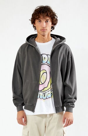 Black Vintage Washed Full Zip Hoodie Black Vintage Washed Full Zip Hoodie image number 2