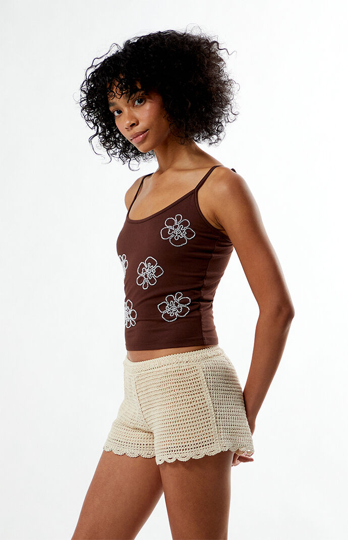 トップス OAKMOO Beaded Camisole Fabumily Women's Sexy Pearls Beaded Tank Top Body Chain Bra