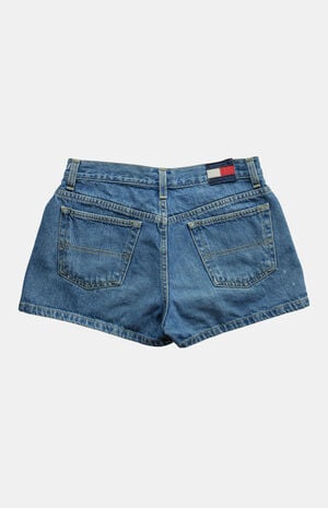 2000s Y2K Micro Medium Blue Low Rise Jean Shorts image number 2