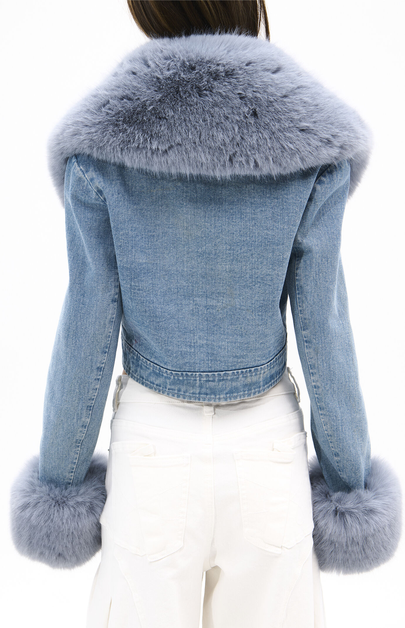 AZALEA WANG Gisele Denim Faux Fur Jacket | Pacsun