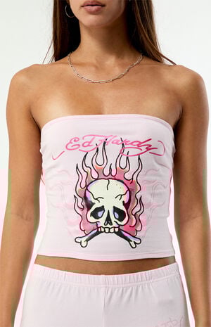 Pink Flame Skull Tube Top image number 2