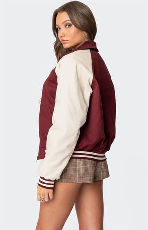 Varsity Oversized Bomber Jacket image number 5