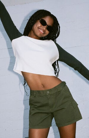 Green Cargo Shorts image number 1