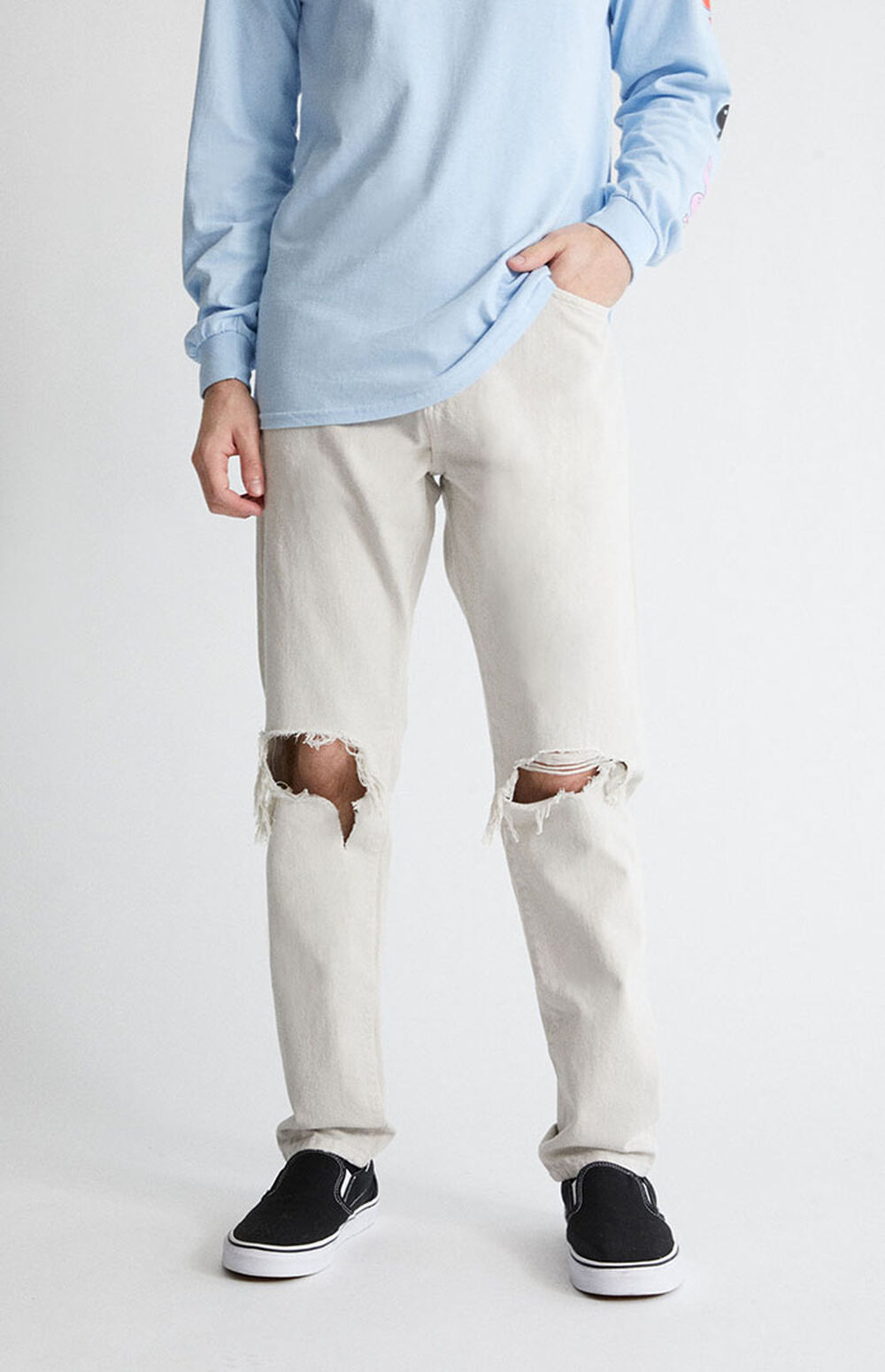 PacSun Recycled Subtle Gray Slim Taper Ripped Jeans PacSun