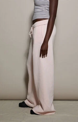 Pink Ultra Soft Fleece Baggy Sweatpants image number 3
