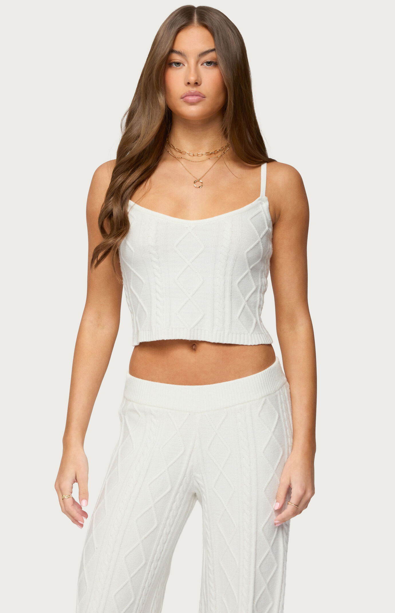 Edikted Louise Cable Knit Tank Top