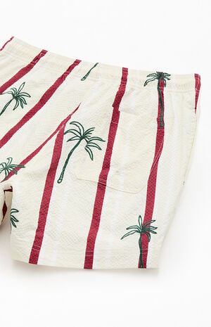 Palm Striped Seersucker 4.5" Swim Trunks image number 4